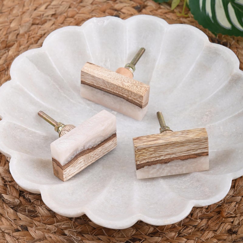 Perilla Home Set of 6 Wooden Knobs for Cabinet & Drawers Decorative Knobs for Home Kitchen Cabinet Hardware Cupboard Glass Door Dresser Wardrobe and Drawer Pulls (Brown) - Image 3
